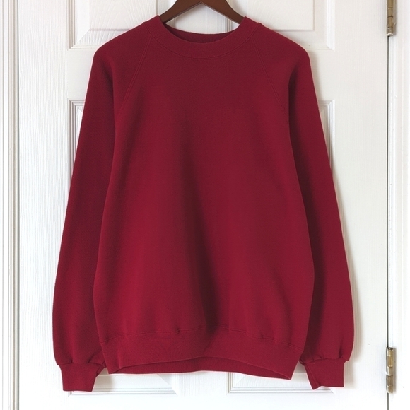 Jerzees 80's Vintage Classic Pullover Crewneck Sweatshirt Red Unisex Large - Picture 1 of 11